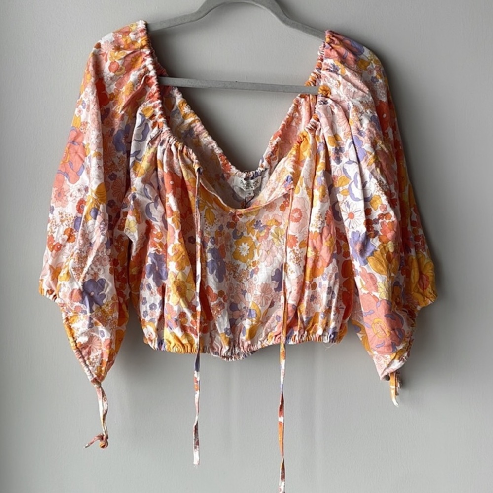 Floral Long Sleeve Crop Top
